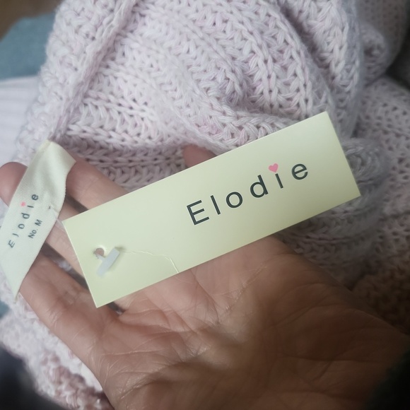 New Elodie Off-Shoulder Cream And Pink Sweater - Picture 6 of 8